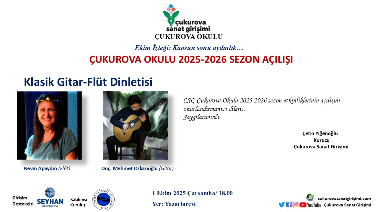 Çukurova Sanat Girişimi’nin Ekim ayı programı açıklandı